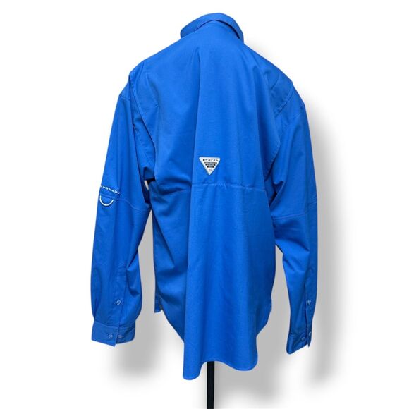 Columbia PFG Performance Fishing Gear Blue Long Sleeve Shirt Men's M Ourdoors - Picture 5 of 10